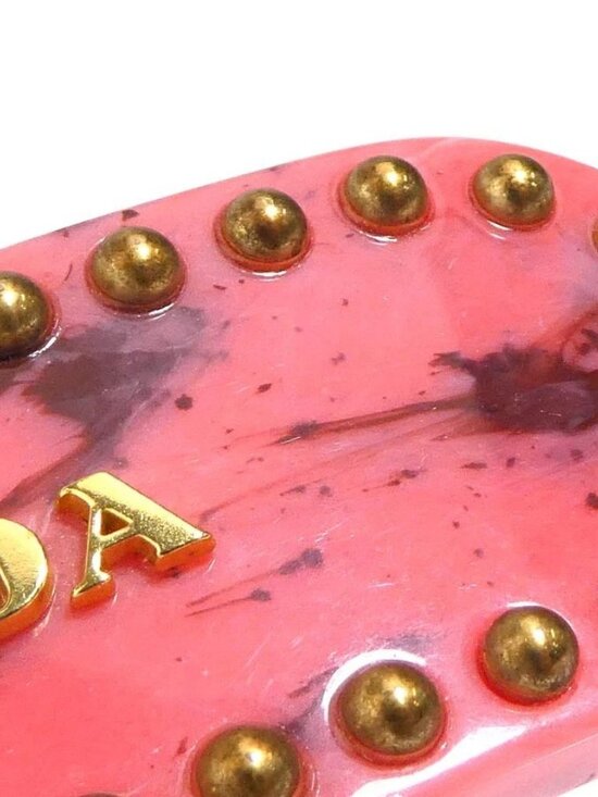 Auth PRADA Barrette Hair Clip Pink/Gold Resin/Metal